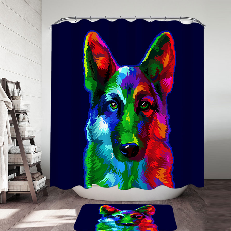 Colorful Dog Shower Curtain German shepherd
