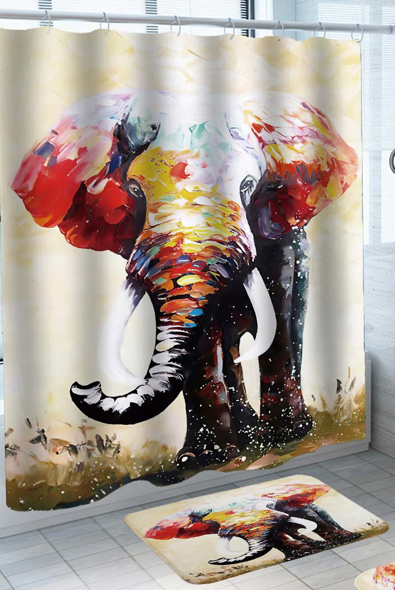 Colorful Elephant Art Shower Curtain