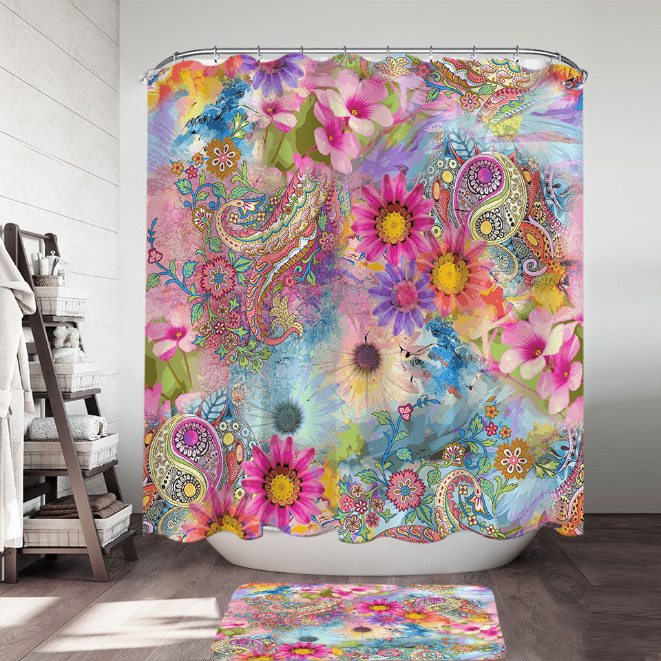 Colorful Floral Shower Curtain