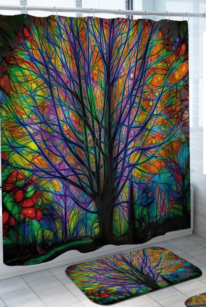 Colorful Forest Trees Shower Curtain