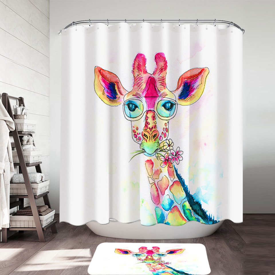 Colorful Giraffe Shower Curtain with Animal