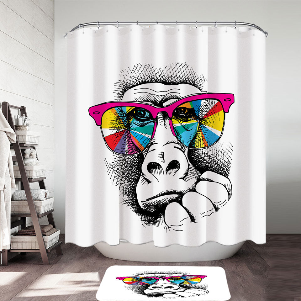 Colorful Glasses Gorilla Shower Curtain