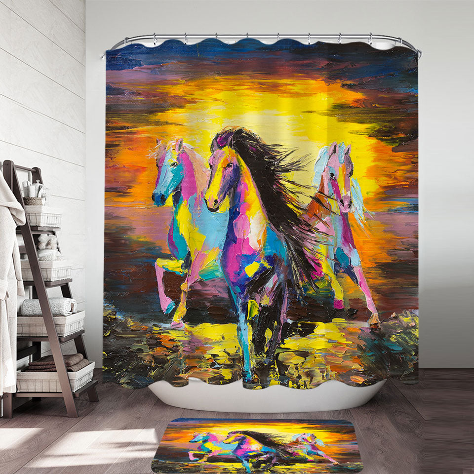 Colorful Horses Shower Curtain