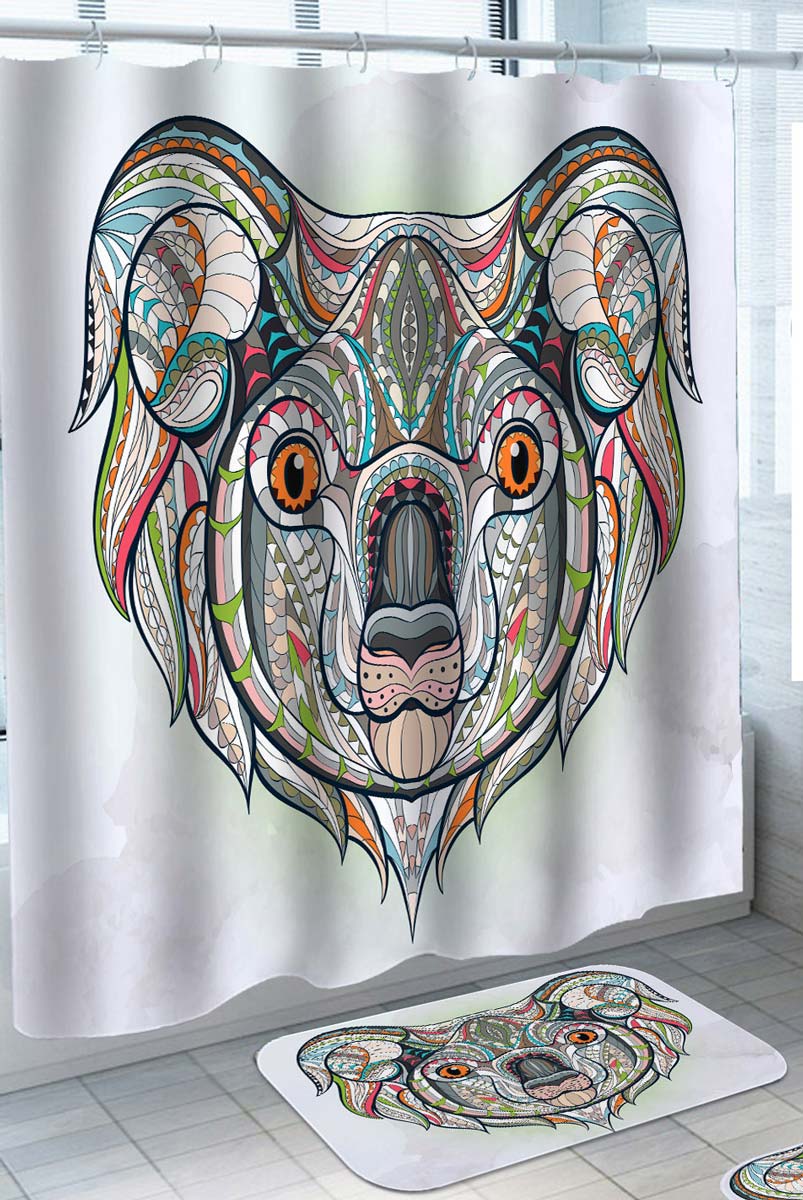 Colorful Oriental Design Koala Shower Curtain