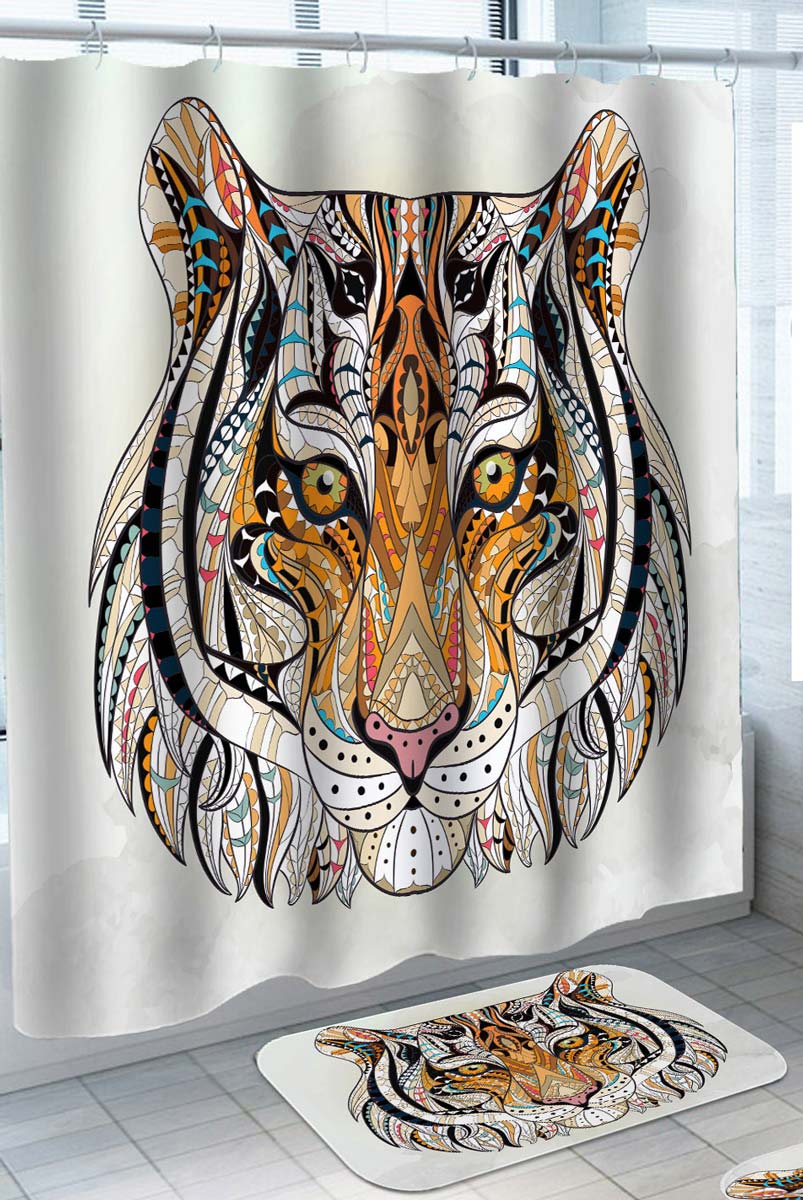 Colorful Oriental Design Tiger Shower Curtains