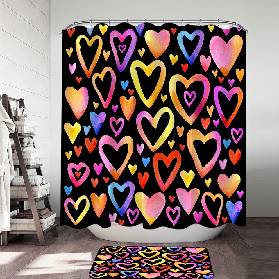 Colorful Pastel Hearts Shower Curtain