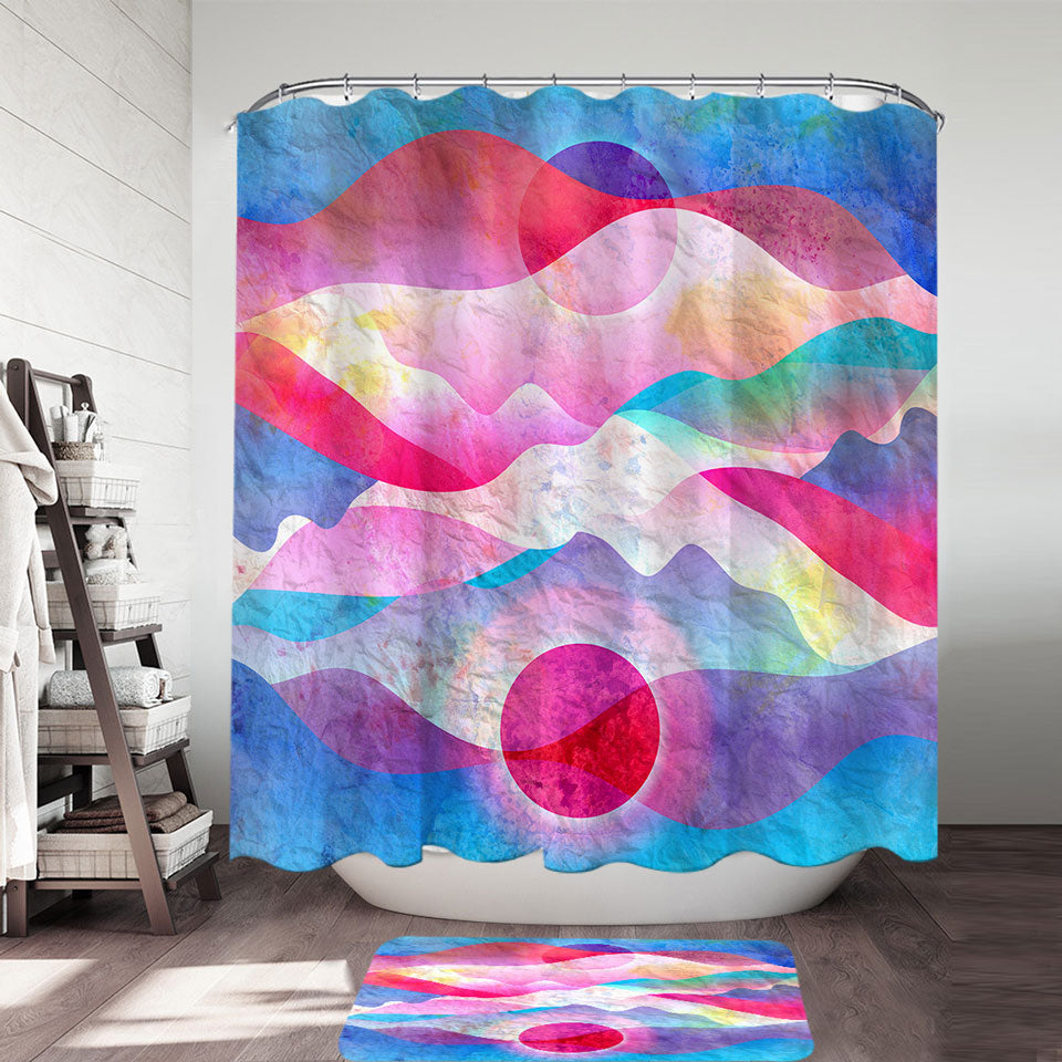 Colorful Reddish Mountains Art Shower Curtain