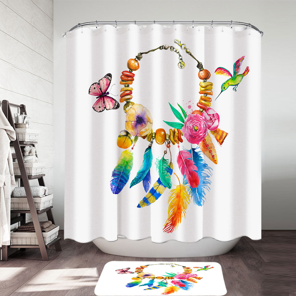 Colorful Shower Curtains Feather Necklace