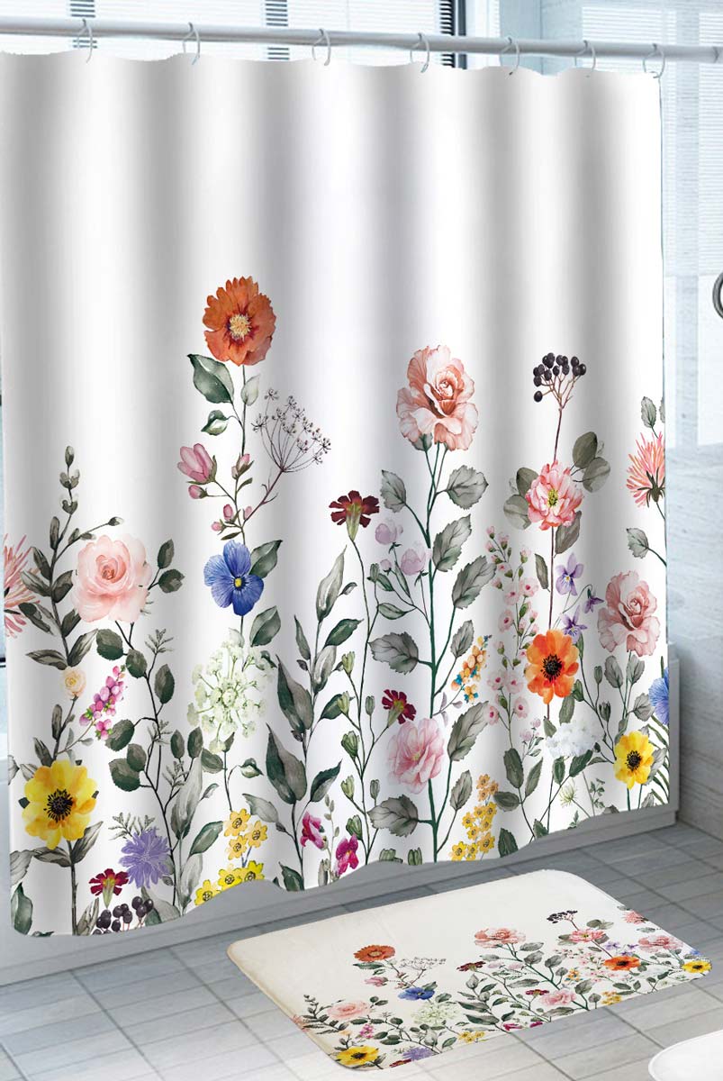 Colorful Shower Curtains Modest Flower Garden