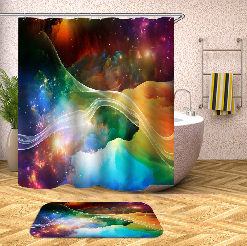 Colorful Shower Curtains with Space Galaxy Waves