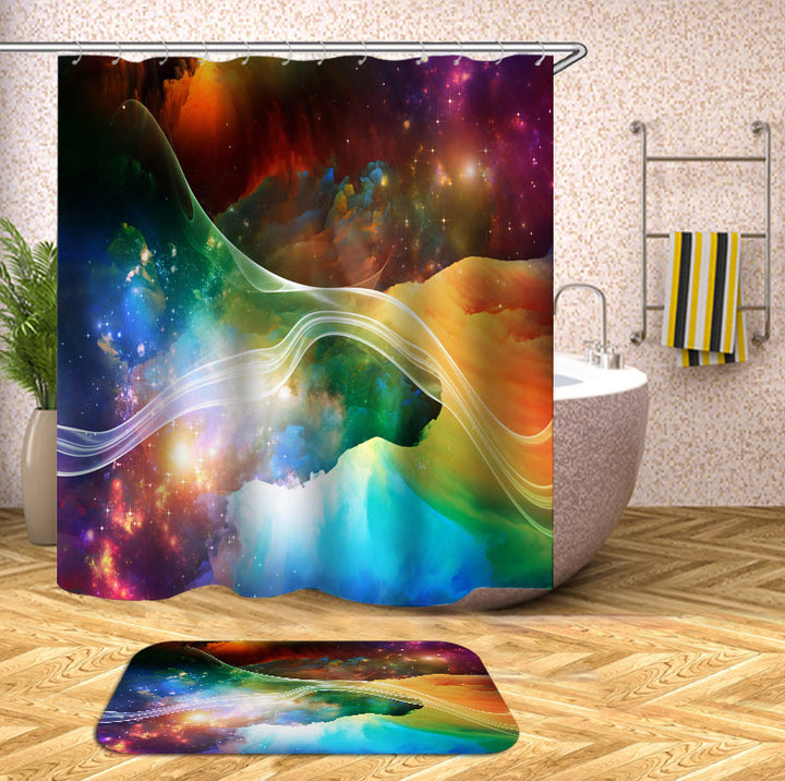Colorful Shower Curtains with Space Galaxy Waves
