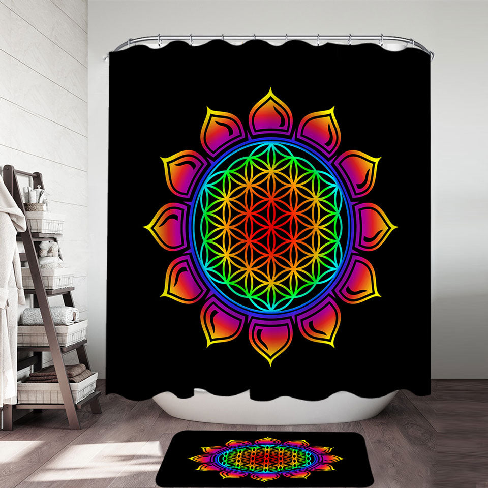 Colorful Simple Mandala Sun Shower Curtain