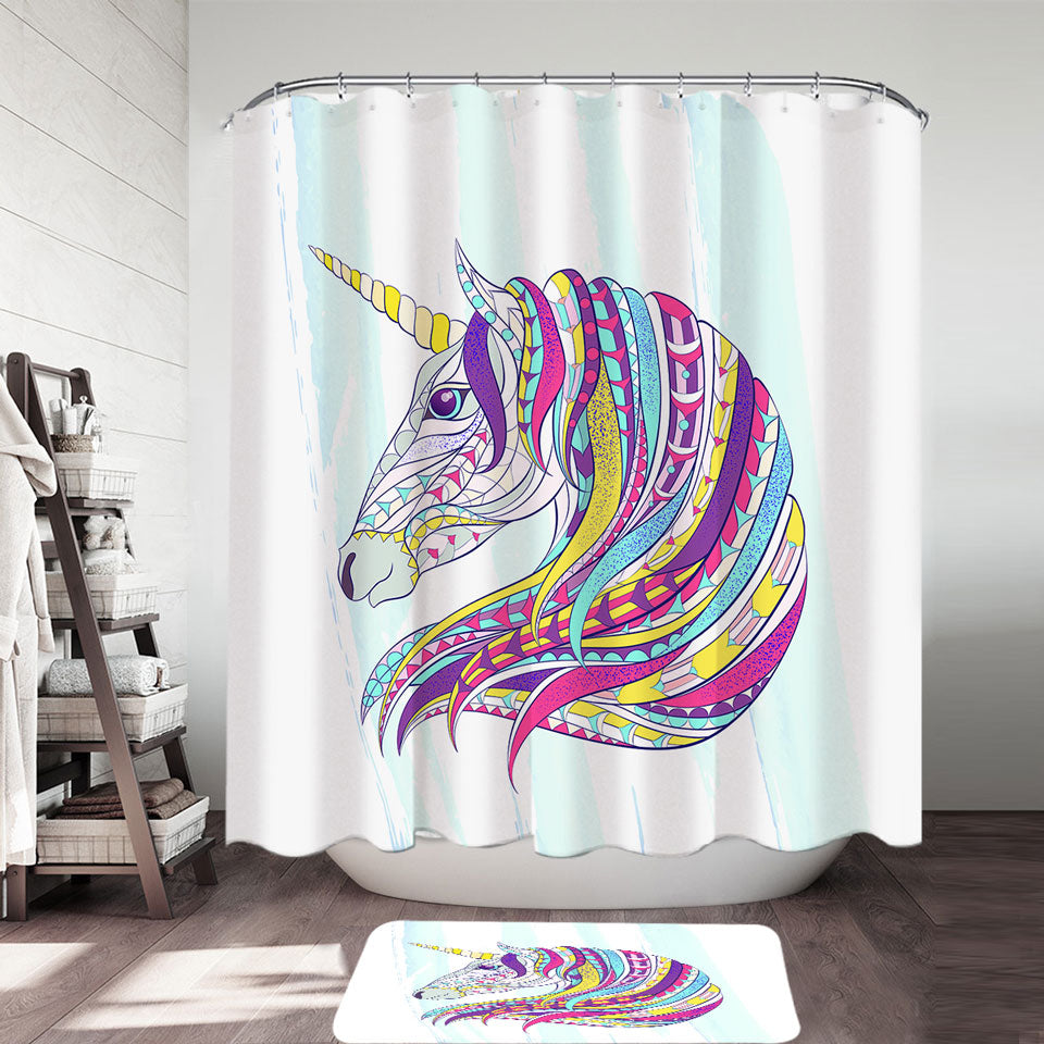 Colorful Unicorn Shower Curtain