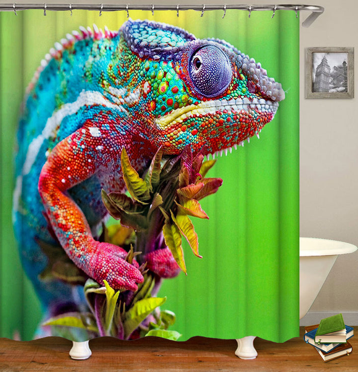 Colorful Wild Chameleon Shower Curtain
