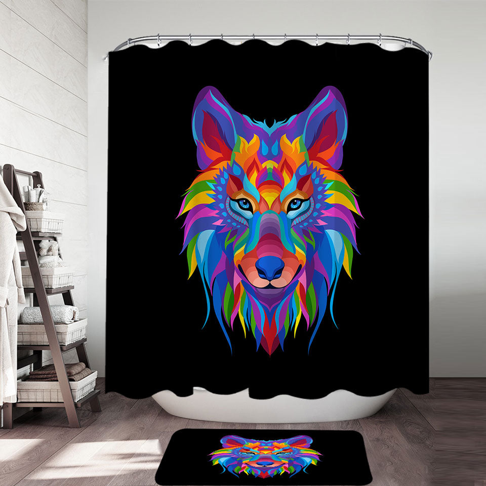 Colorful Wolf Shower Curtain