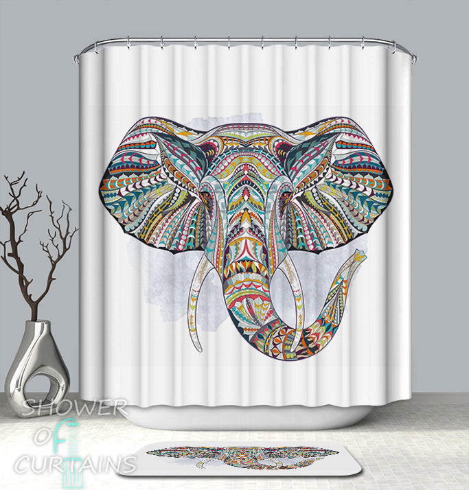 Colorful Abstract Elephant Shower Curtain