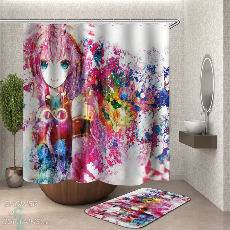 Colorful Anime Girl Shower Curtain