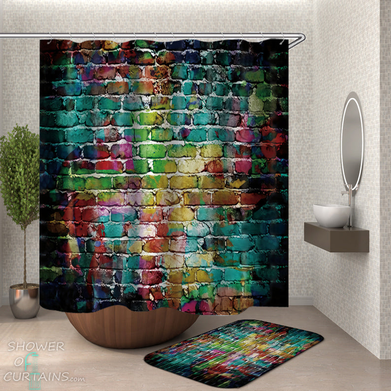 Colorful Brick Shower Curtain