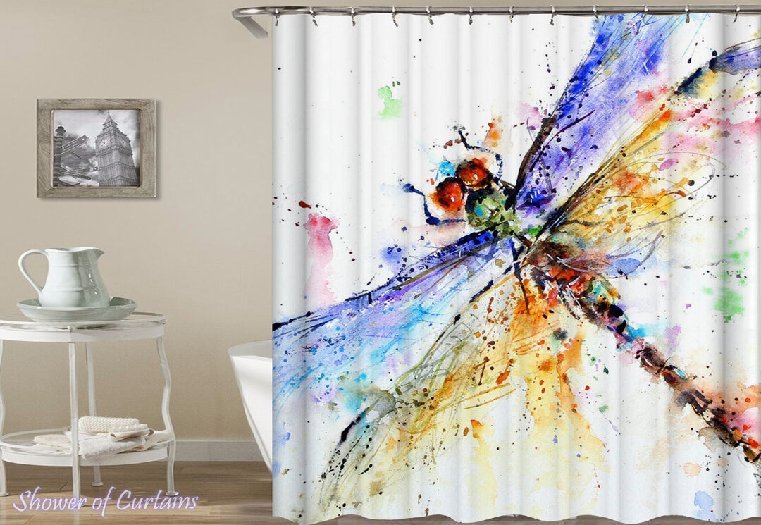 Colorful Dragonfly Art Shower Curtain - Dragonfly Shower Curtain