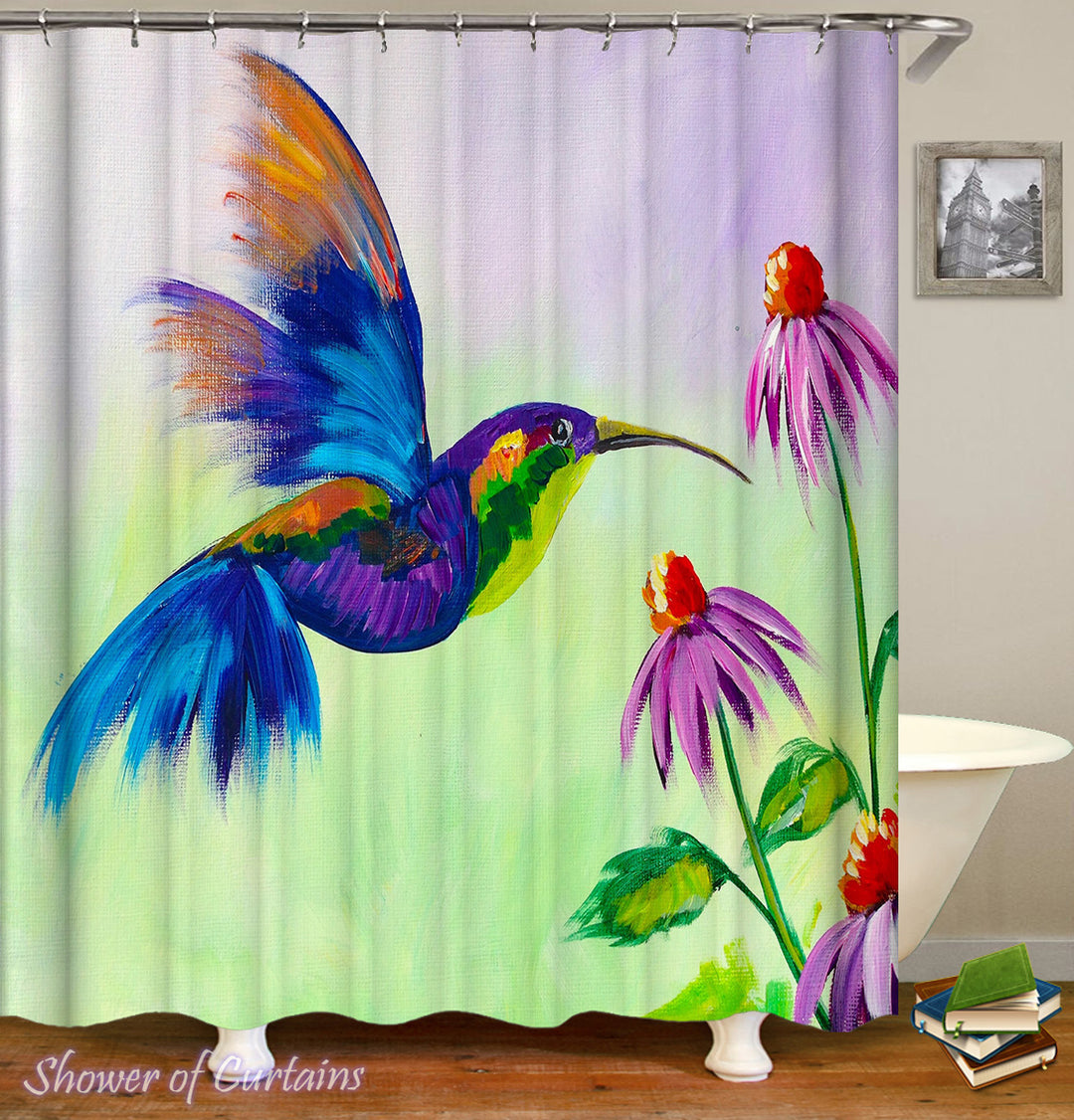 Colorful Honeybird Art Shower Curtain