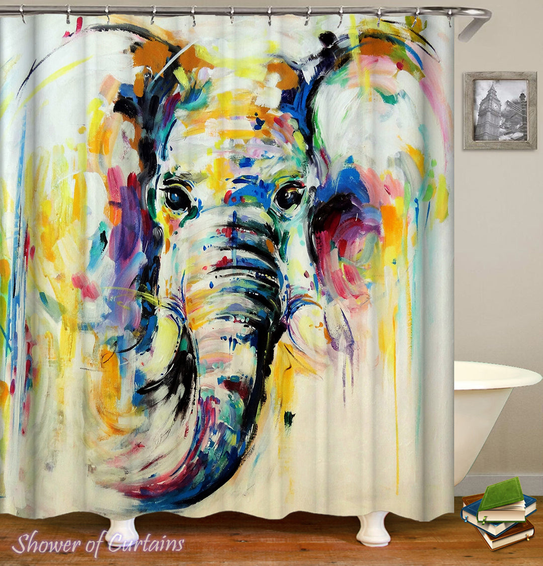 Colorful Painting Elephant shower curtain