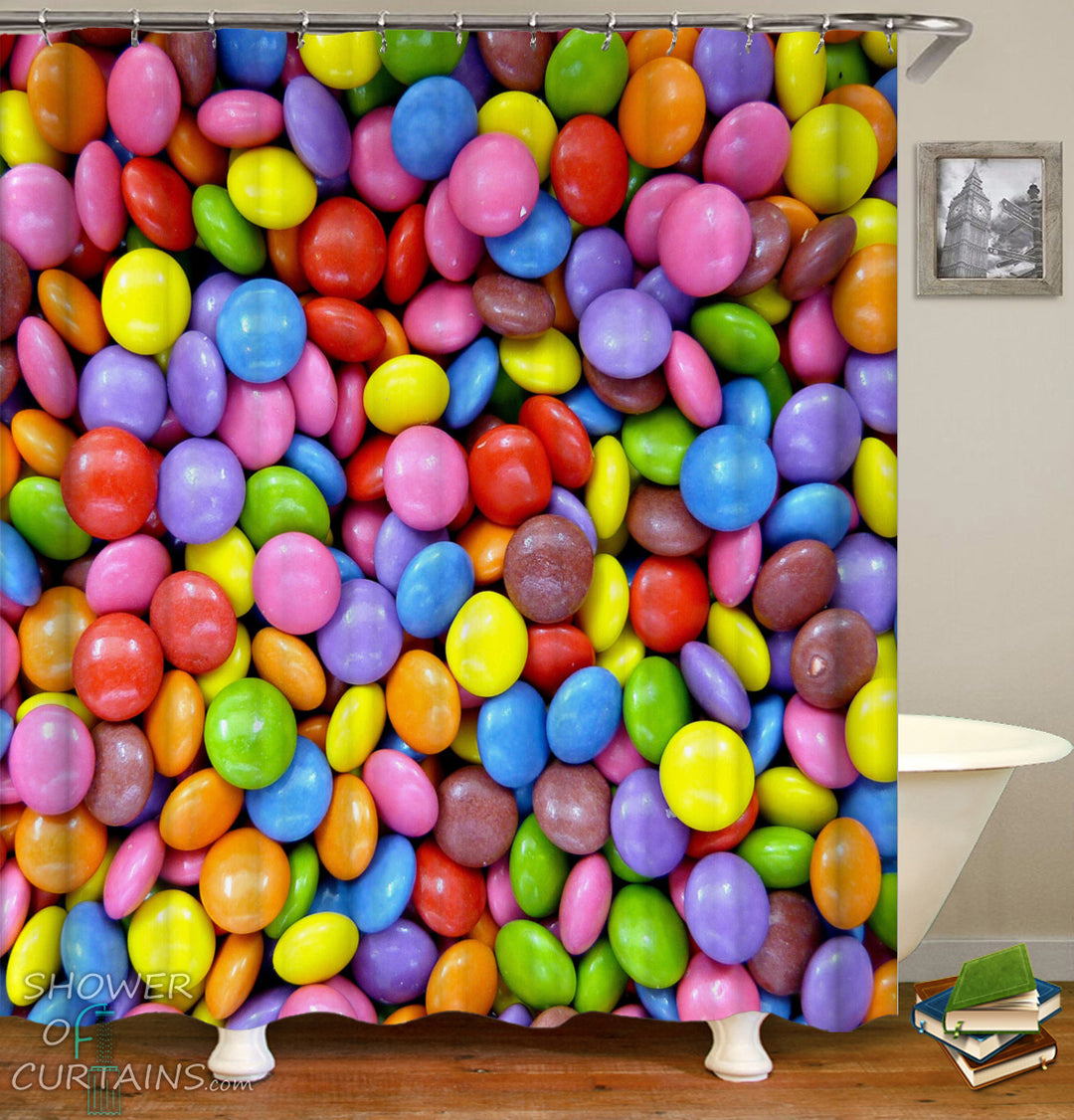 Colorful Shower Curtains of Colorful Chocolate Candy