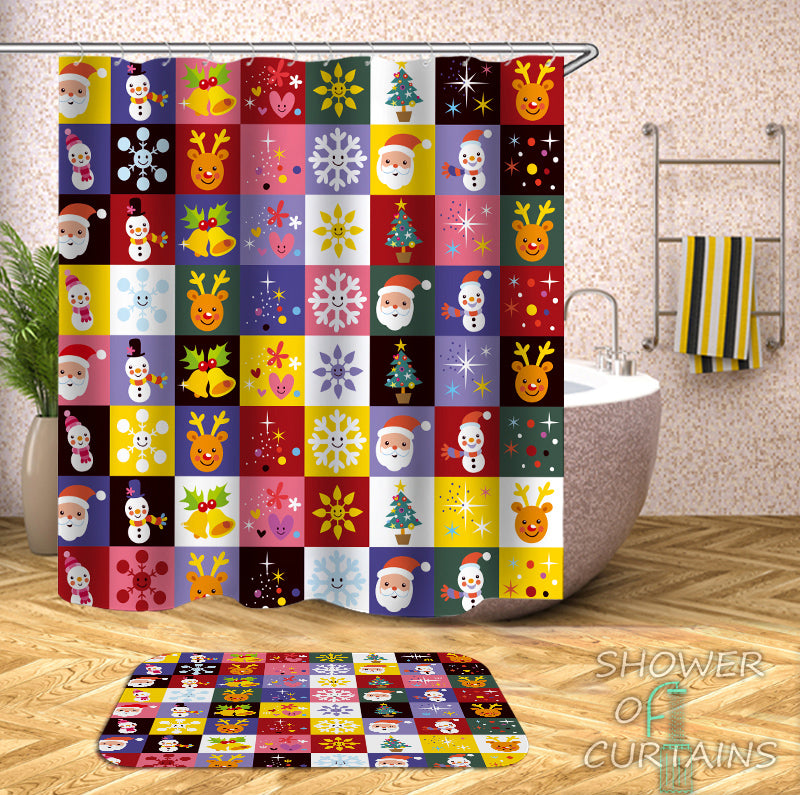 Colorful Shower Curtains of Colorful Christmas Checkers