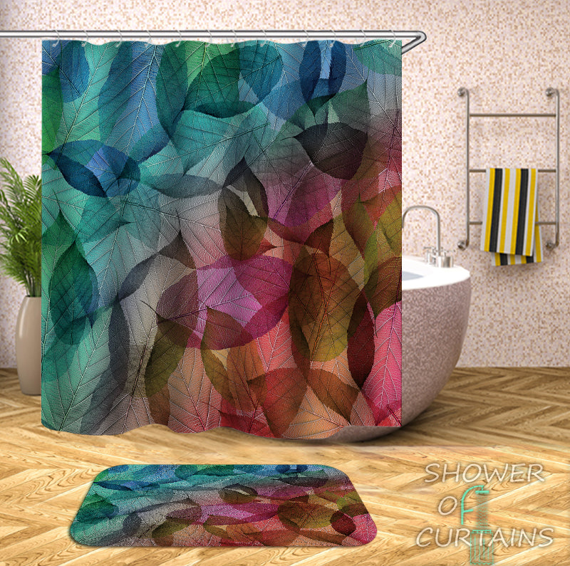 Colorful Shower Curtains of Colorful Leaves