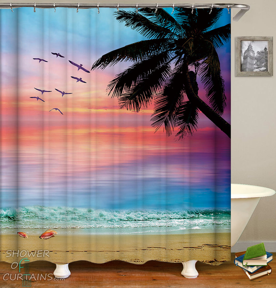 Colorful Sky Beach Shower Curtain