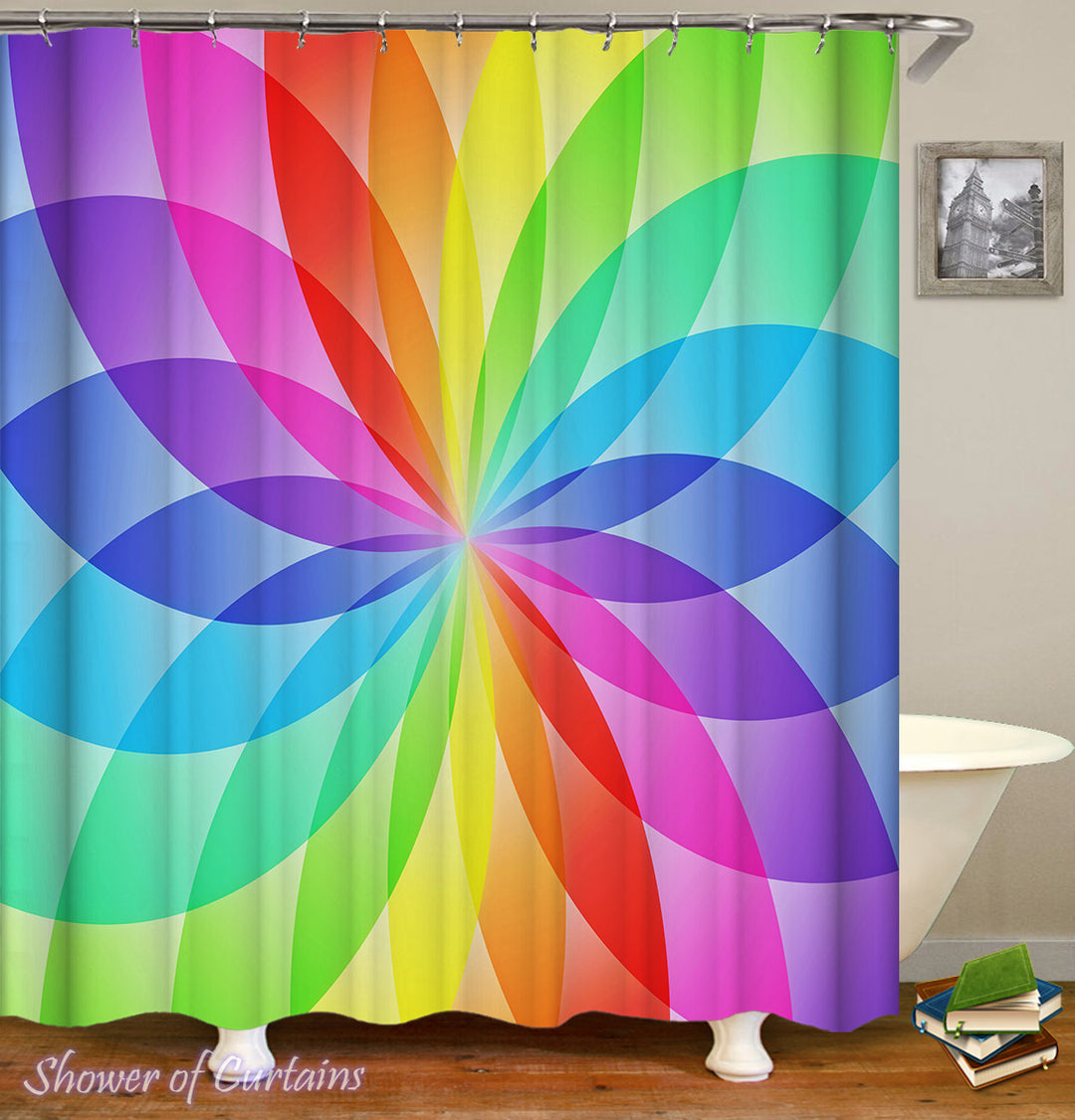 Colorful shoert curtains - Rainbow Ellipses Circle