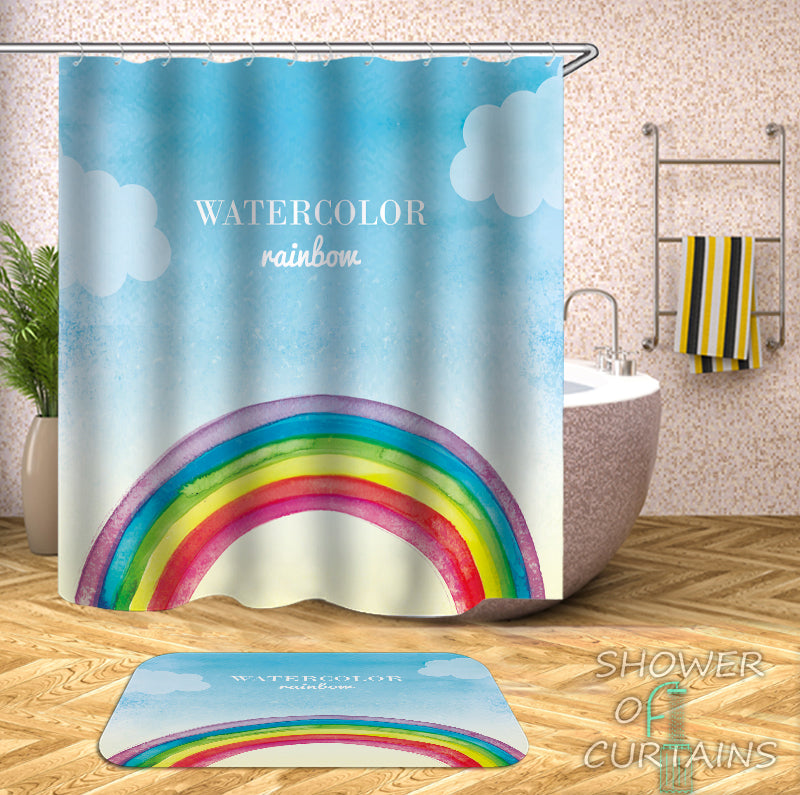 Colorful shower curtains - Watercolor Rainbow shower curtain