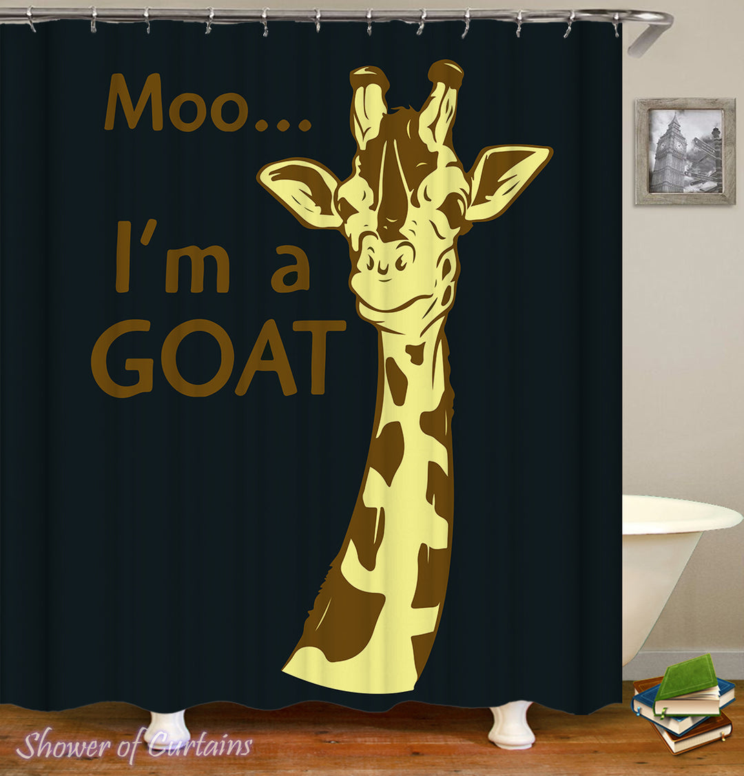 Confused Giraffe shower curtain