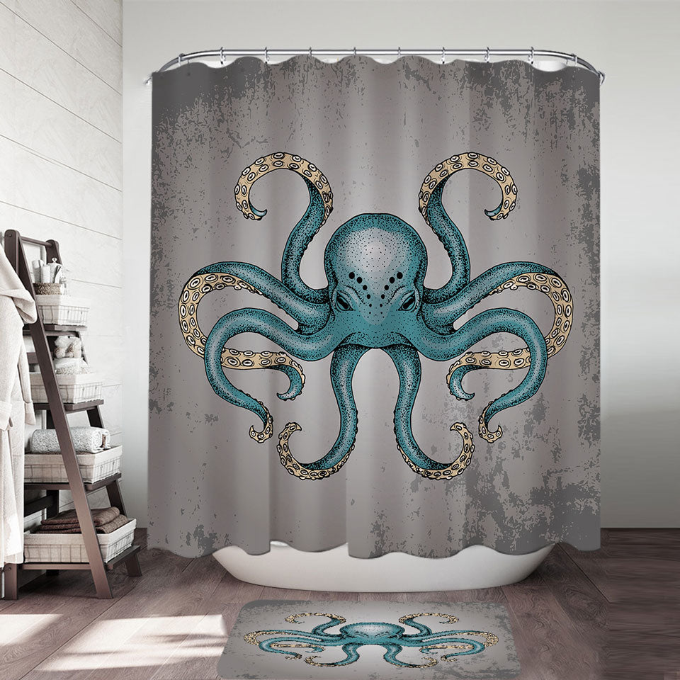 Cool Angry Octopus Shower Curtain for Guys