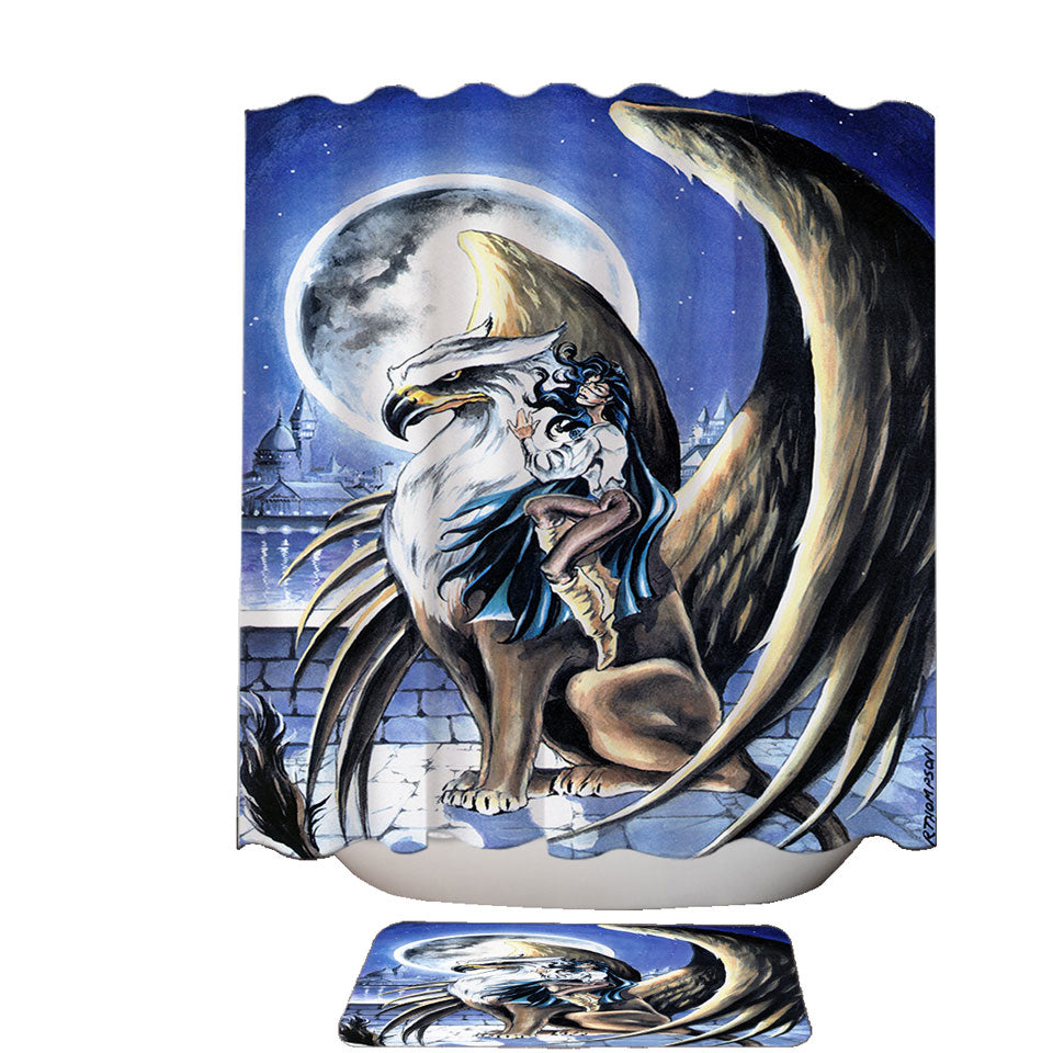 Cool Art Full Moon Watchtower Griffin Shower Curtain