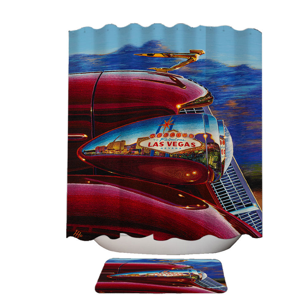 Cool Art Red Old Car Reflects Las Vegas Shower Curtain