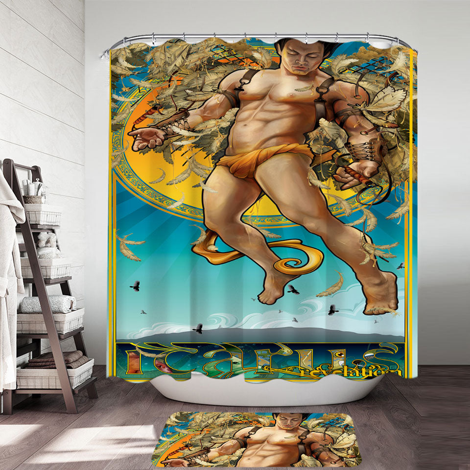 Cool Art Sexy Man Shower Curtain Icarus Revelation