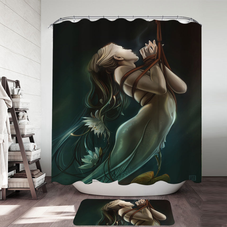 Cool Art the Catch of Beautiful Mermaid Shower Curtain_1