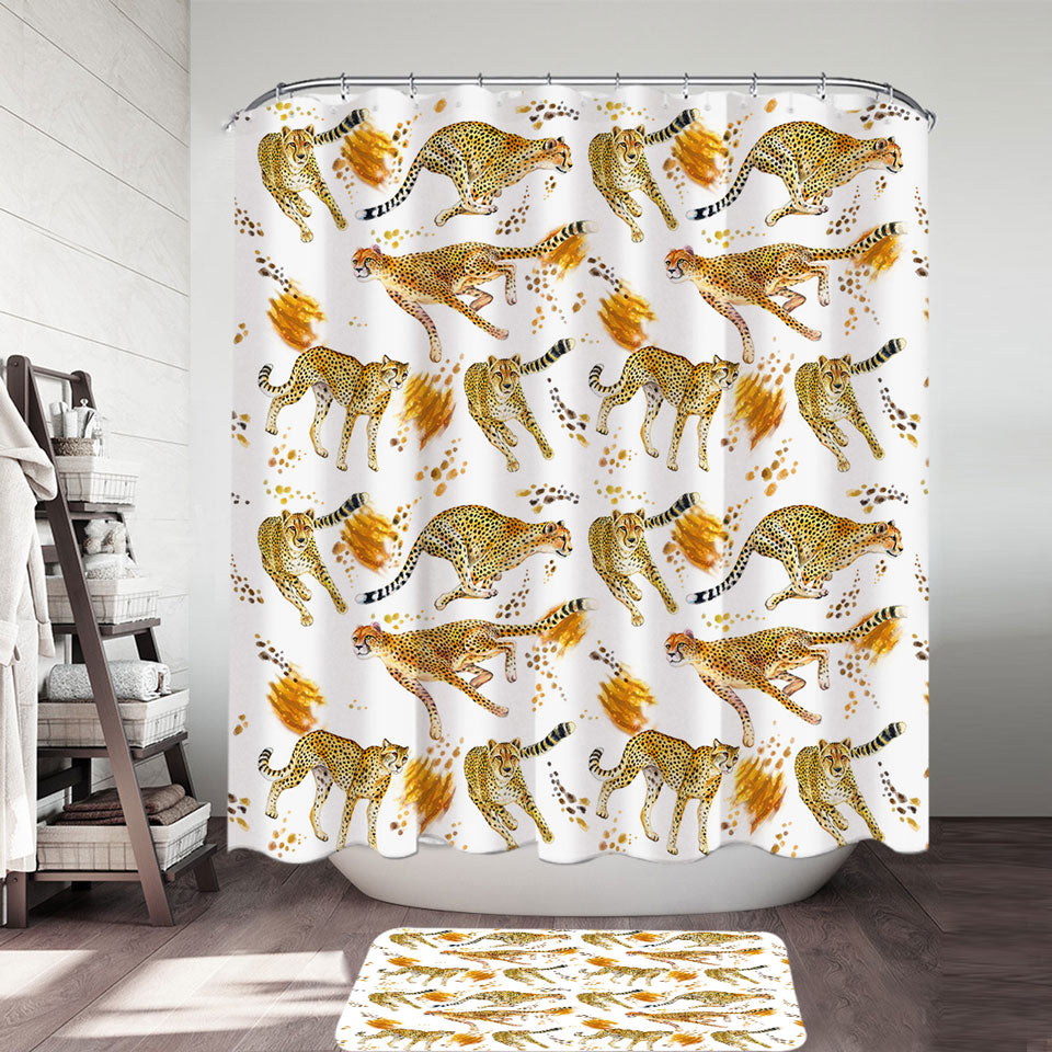 Cool Cheetah Fabric Shower Curtains