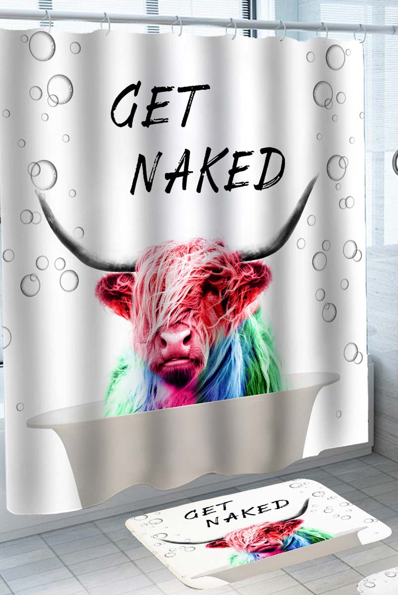 Cool Colorful Shaggy Yak Get Naked Shower Curtain