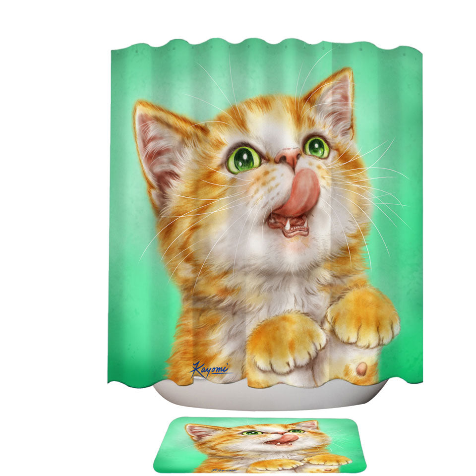 Cool Decorative Shower Curtains The Hungry Ginger Kitten Cute Cats Art