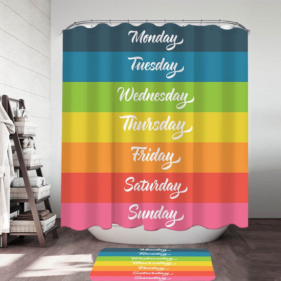 Cool Fabric Shower Curtains Days of the Week Rainbow Flag