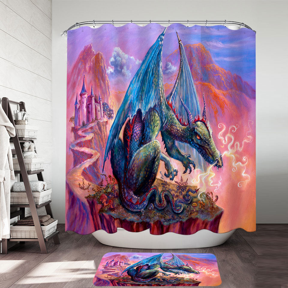 Cool Fantasy Art Angry Dragon Shower Curtain