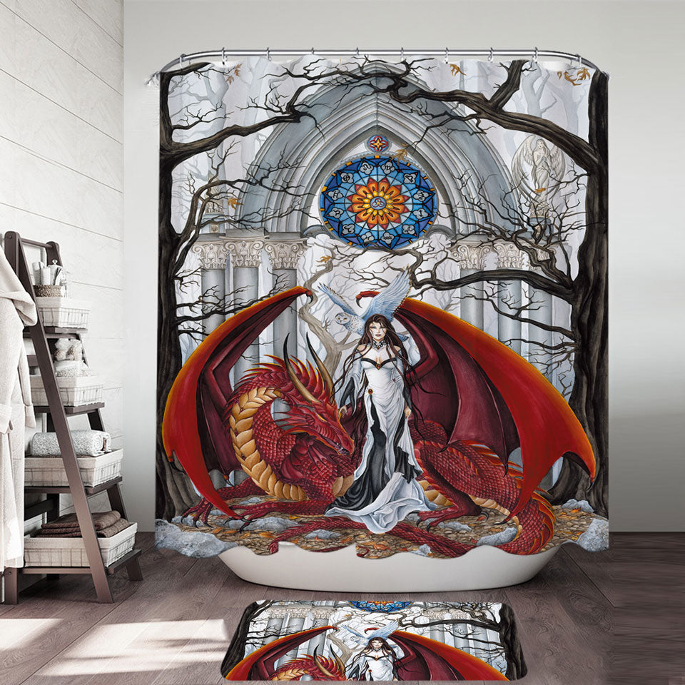 Cool Fantasy Art Shower Curtain Wisdom the Dragon Queen