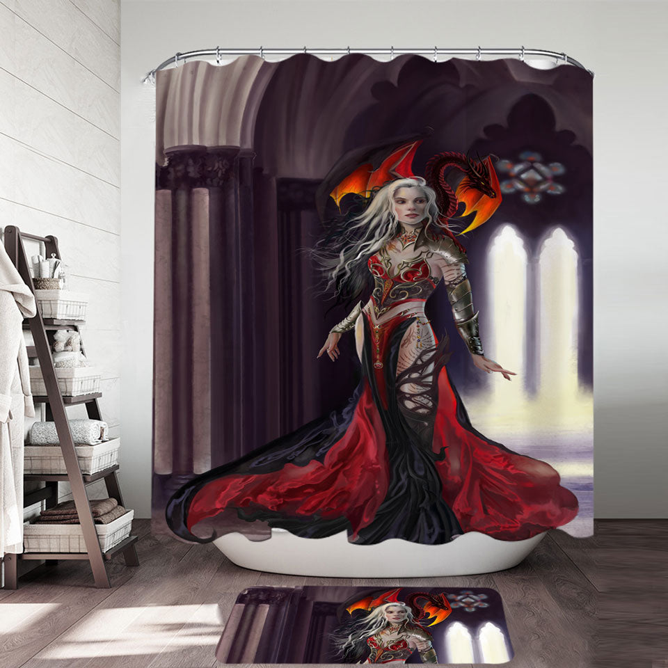 Cool Fantasy Art the Dragon Queen Shower Curtain