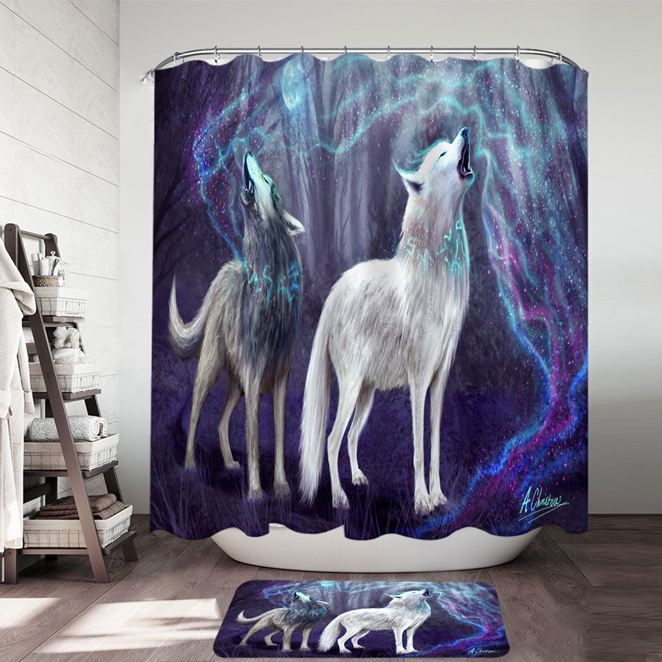 Cool Fantasy Wildlife Wolves Shower Curtains with Cool Animals