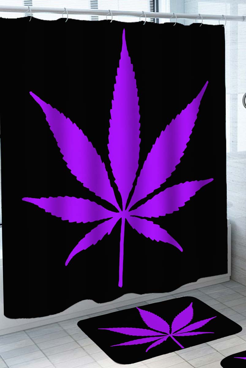 Cool Gilrs Shower Curtain Purple Weed Leaf