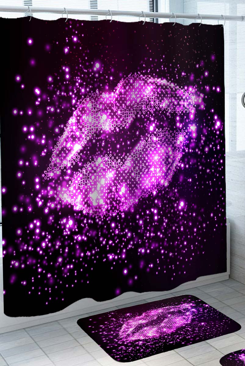 Cool Girls Shower Curtain Sparkling Purple Lips