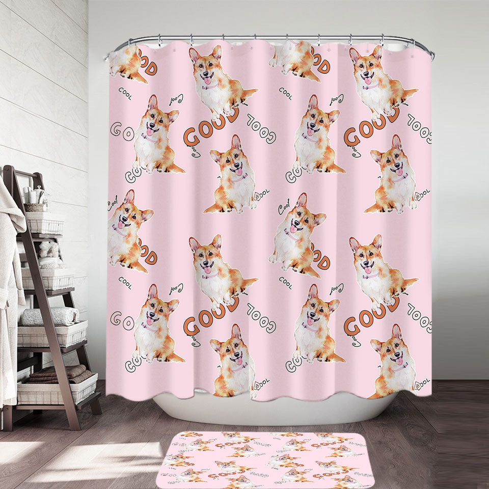 Cool Good Corgi Dog Shower Curtain