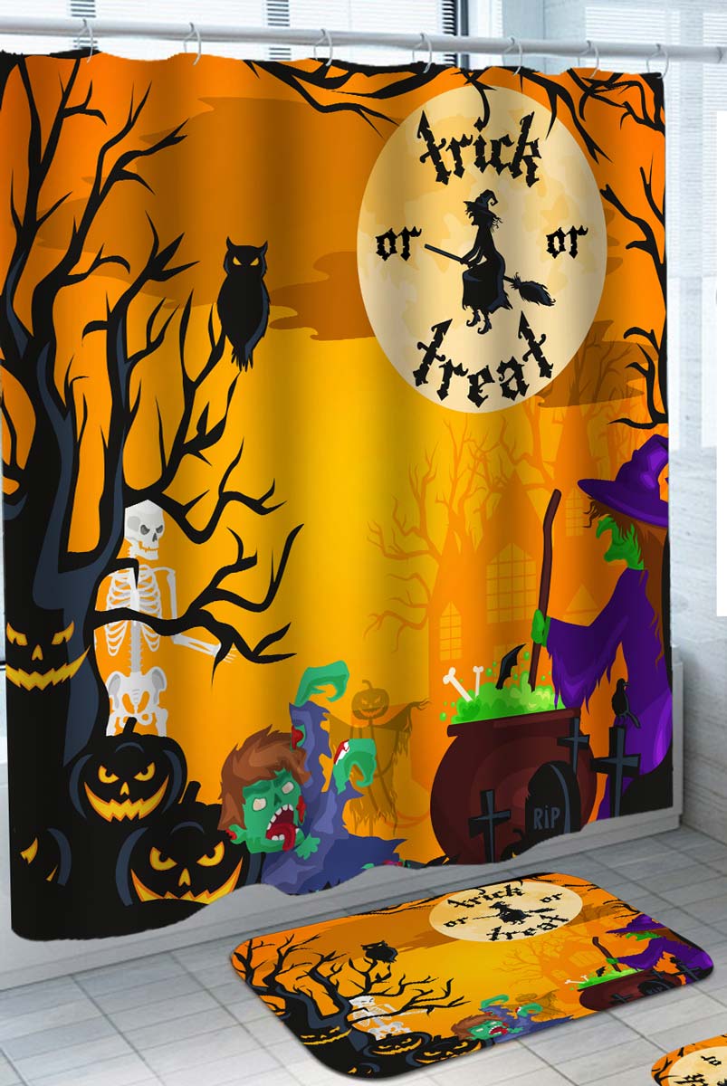 Cool Halloween Shower Curtain Trick or Treat Design