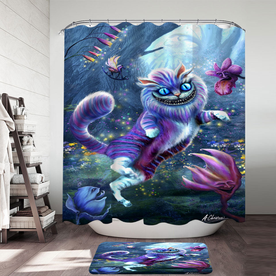 Cool Kids Shower Curtains Artistic Blue Eyed Wonderland Cat